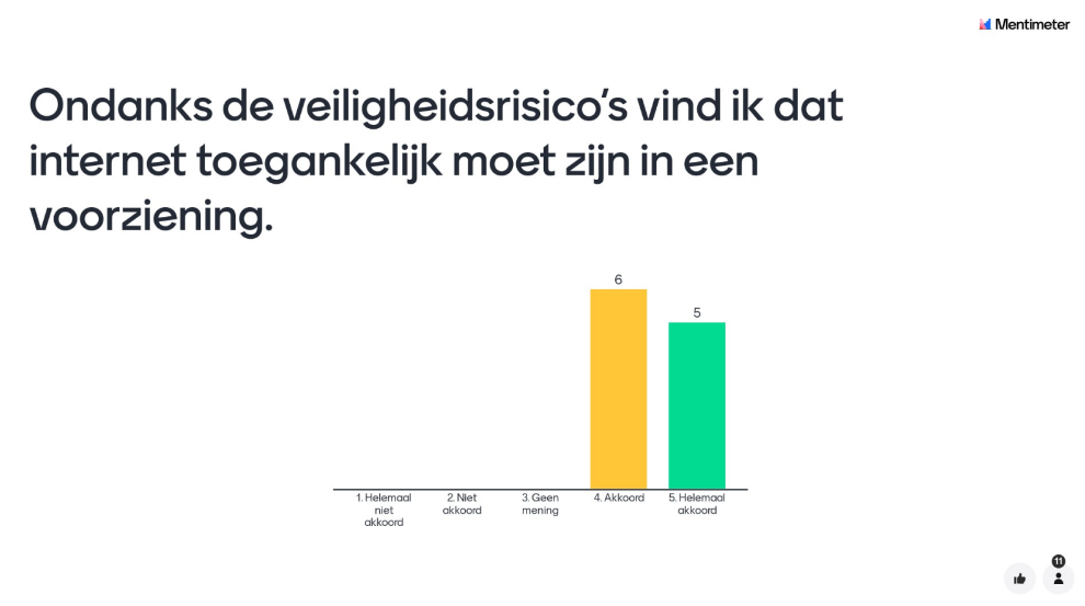 Ondanks de veiligheidsrisico vind ik dat internet toegankelijk moet zijn in een voorziening